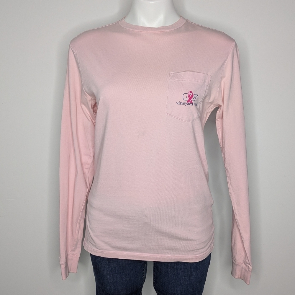Vineyard Vines Pink Breast Cancer Awareness Long Sleeve Cotton T-shirt XS
